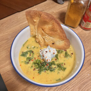 Prepared Spiced Chickpea Stew with Coconut and Turmeric